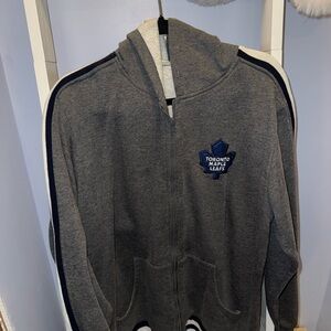 NHL Retro Grey and Navy Zip-Up Hoodie